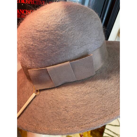 vintage 1970s gray mohair wide brim hat 70s fedora fuzzy wool classic timeless main image 6